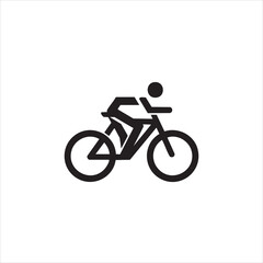 A minimalist black silhouette icon of a cyclist on a road bicycle, facing right.
