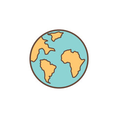Simple flat vector icon of Planet Earth. Symbolizes global sustainability, environmental care, our world ecosystem, and a green future.