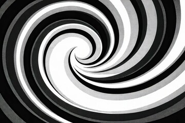 Mesmerizing black and white swirling vortex optical illusion pattern