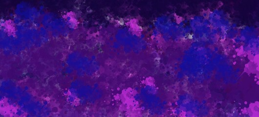 Dark purple abstrac  watercolor background-ink splatter texture, vivid blue and magenta blotches, grunge artistic overlay, deep colors, cosmic vibes, textured surface, vibrant artistic stain pattern 