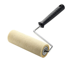 Obraz premium Paint roller with textured beige roller isolated on transparent background
