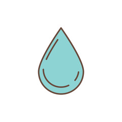 A single, clean water droplet. Symbolizes water conservation, purity, precious natural resources, and environmental care.