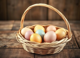 Charming Easter Basket of Pastel Eggs