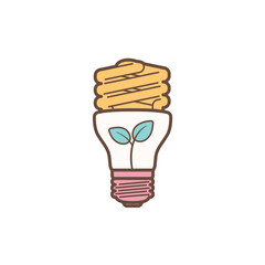 eco friendly lightbulb with a leaf inside. Symbolizes green energy, bright ideas, conservation, and sustainable innovation.