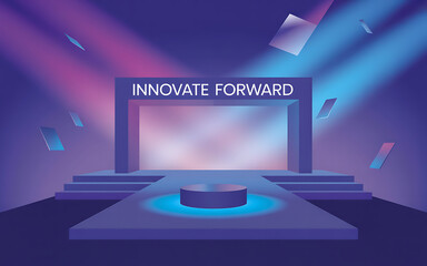 Stage with Innovate Forward text and spotlights event