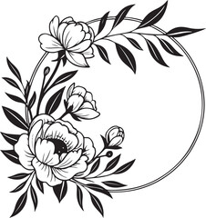Elegant Black and White Floral Frame Illustration for Invitations and Design

