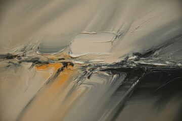 Abstract expressionist painting capturing a dynamic landscape with bold brushstrokes and earthy tones