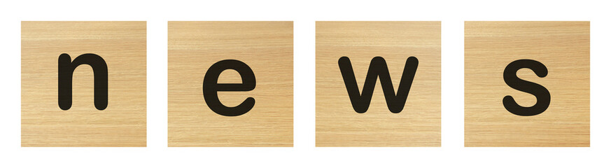 news word with wood blocks on white