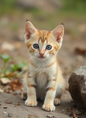 Fototapeta premium Adorable Kitten in Dirt