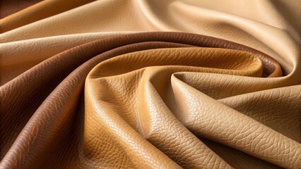 Swirling layers of tan colored leather