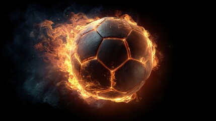 Fototapeta premium A Fiery Soccer Ball Igniting Passion and Energy in the Game