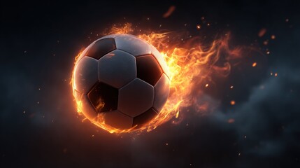 Fototapeta premium Fiery Soccer Ball Igniting Passion and Energy on the Field