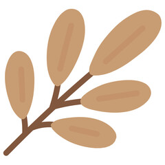 Flat-style brown twig with oval pods, giving a rustic and botanical touch to fall compositions.