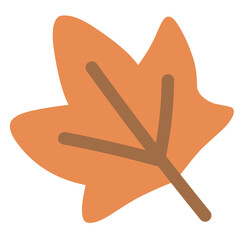 Hand-drawn orange-red flat leaf with a modern minimalist outline, perfect for cozy autumn visuals.