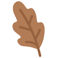 Flat oak leaf in deep brown with stylized veins, ideal for rustic and woodland-inspired designs.