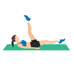 Woman performs scissor kicks on a yoga mat, an effective lower ab workout that targets core muscles.