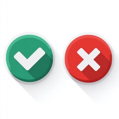 Colorful Checkmark and Cross Icons for Decision-Making Concepts