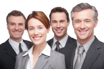 Business networking event with professionals office setting portraits. Isolated on transparent background, png.