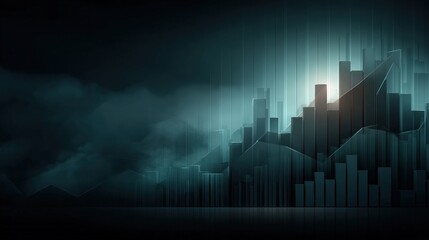 Abstract Digital Financial Data Visualization in Dark Atmosphere