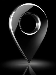 Elegant Glass Location Pin on a Dark Background for Modern Design