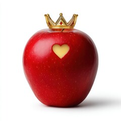 A Royal Apple with a Heart and Golden Crown Design