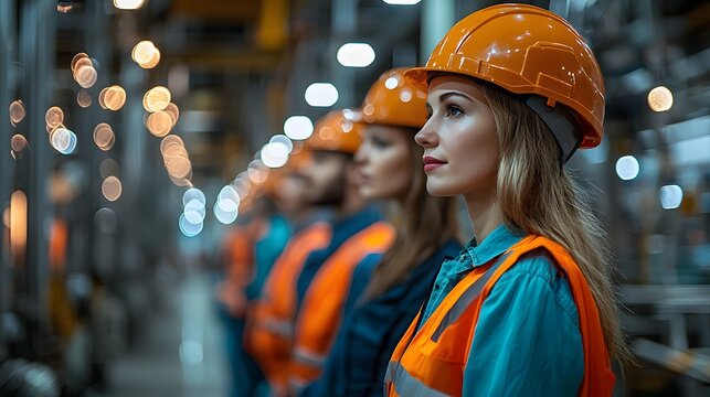 Industrial safety team reviewing secure ope ns at a business facility