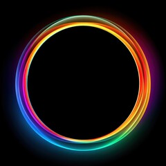 Vibrant Circular Light Rings Against a Black Background for Creative Designs