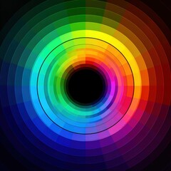 Vibrant Circular Spectrum of Colors Radiating from a Central Point