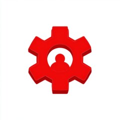Bright Red Gear Icon Symbolizing Collaboration and Teamwork in Business