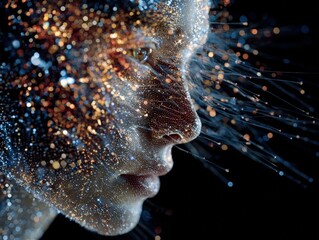 Ethereal Portrait of a Woman with Cosmic Light Effects