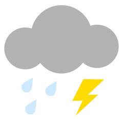 Weather flat color icon. Thunderstorm