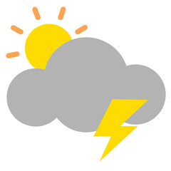Weather flat color icon. Cloudy with thunderstorms