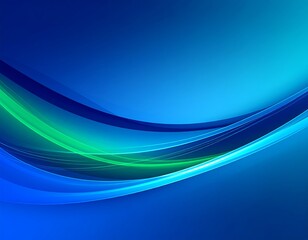 Abstract, flowing, vibrant blue and green curves