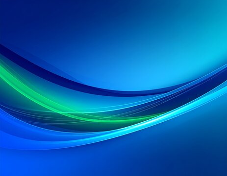 Abstract, flowing, vibrant blue and green curves