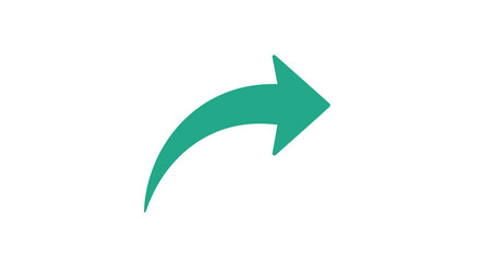 Curved green arrow pointing towards the right direction on a white background illustration image here