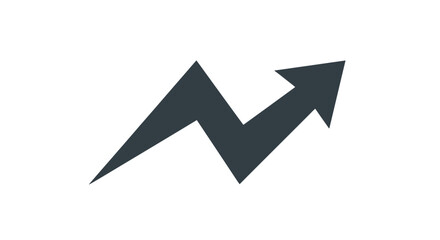 Dark gray zigzag arrow pointing upwards on a white background in a simple directional illustration