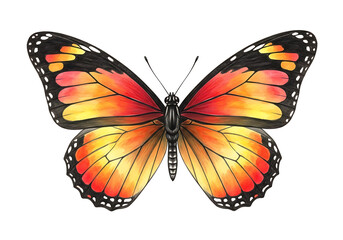 Fototapeta premium Beautiful monarch butterfly with orange and yellow wings