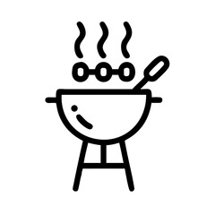 BBQ grill icon set. hamburger, Barbecue, bar-b-q, flame, spatula, grill fork, picnic, fire - stock vector.