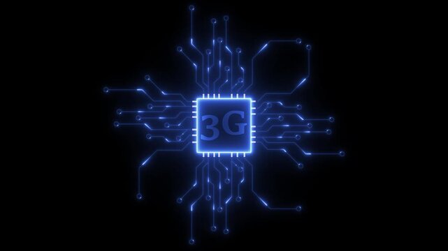 3G signal computing and data storage, circuit patterns. for technology, cloud computing, or data storage-related content. 4k animation.