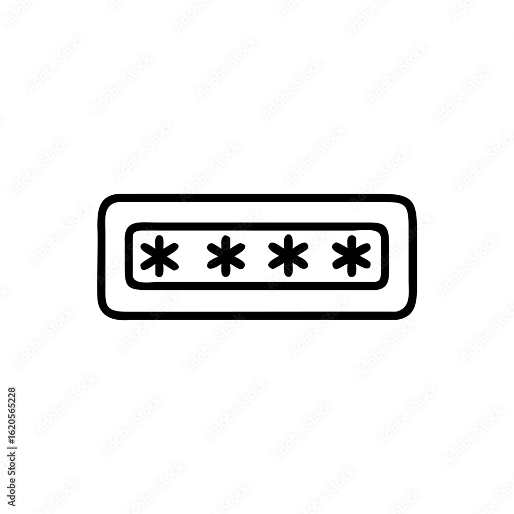 Poster icon four asterisks in a rounded rectangle password security