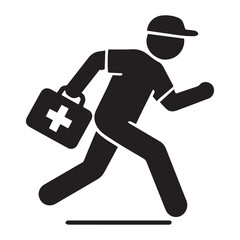 Emergency Medical Responder Delivering First Aid Supplies with Urgency and Expertise Pictogrammatic Representation with Clean Lines and Symbolic Clarity