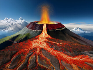 Educational volcano cross-section with Hungarian terminology
Hungarian-labeled volcano vector showing eruption features
