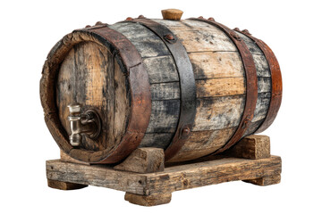 Fototapeta premium Rustic close-up of traditional beverage distilling process. Isolated on transparent background, png.
