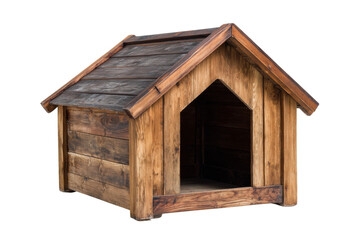 Wooden dog house design outdoor pet shelter rustic style nature. Isolated on transparent background, png.
