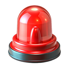 Fototapeta premium Bright red rotating beacon light with a metallic base against a stark black background