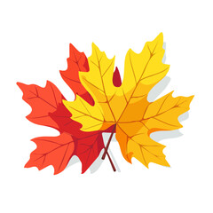 New Simple flat 2D icon of autumn leaves isometric view isolated on a white background, vector design, ideal for animation, vector, web design, digital illustrations, and minimalist design, clipart