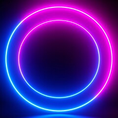Obraz premium Pulsing concentric neon circles in dark minimal background with outward glow effect