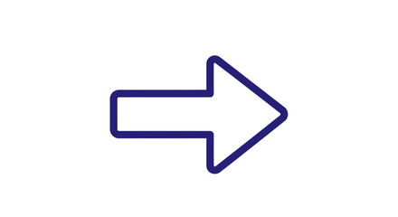 A simple right arrow outlined in blue on a white background indicating direction and navigation clearly shown