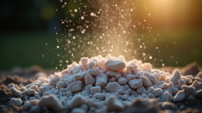 Family member releasing cremated remains creating cloud of fine ash particles during memorial service

