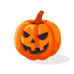 A Simple flat 2D Scary pumpkin isometric view set illustration for Halloween, vector clipart isolated on a transparent background — clean animation-style design, created by me, EPS format